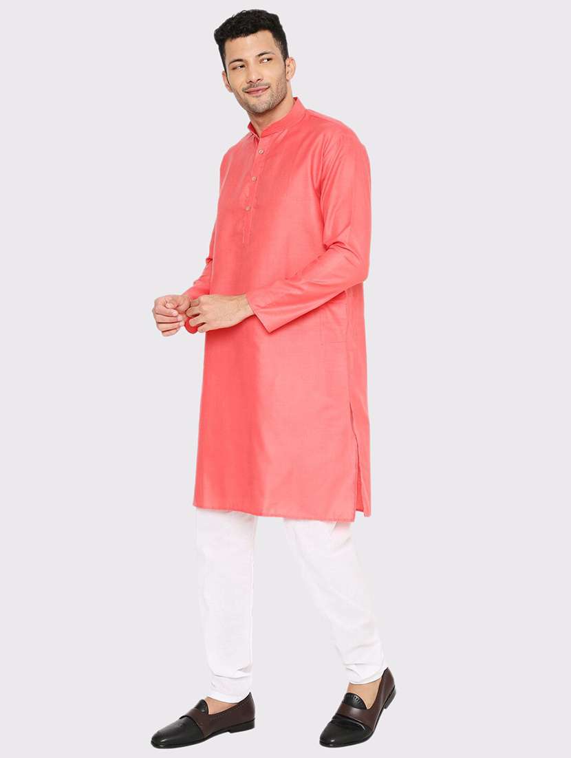 men solid mandarin neck long kurta - 21598186 -  Standard Image - 2