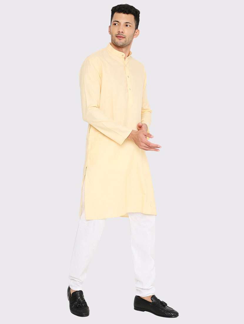 men solid mandarin neck long kurta - 21598191 - Standard Image - 2