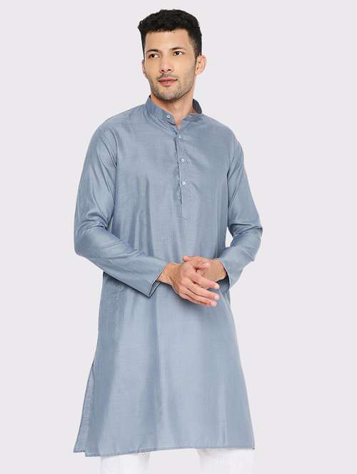 Men Solid Mandarin Neck Long Kurta