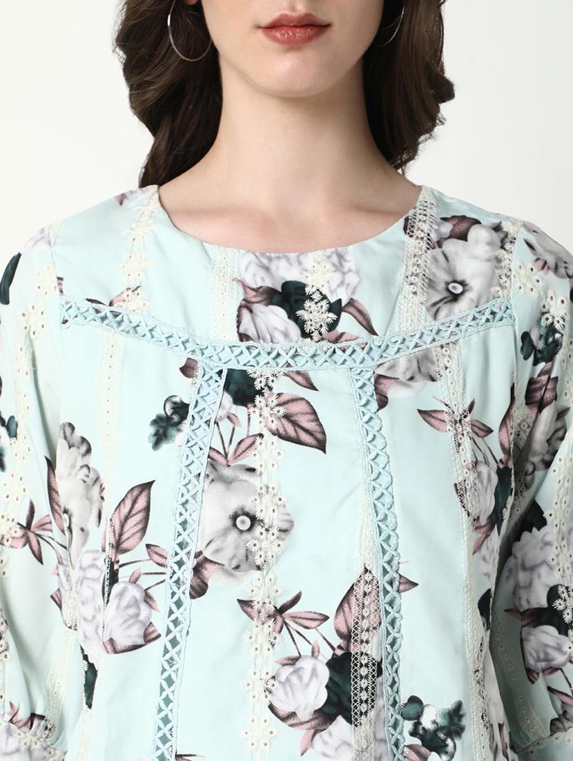 women floral print round neck a-line top - 21598199 - Standard Image - 7