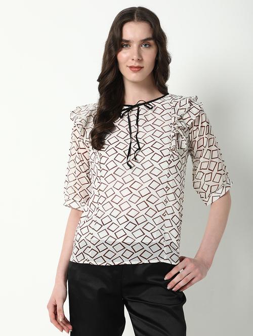 women geometric printed round neck top - 21598207 -  Standard Image - 0
