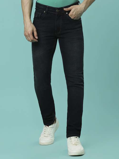 men plain slim fit high rise jeans - 21598220 - Standard Image - 0
