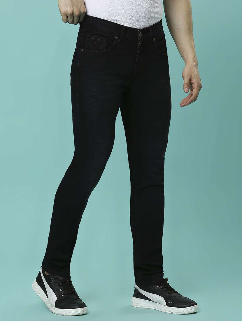 men plain slim fit high rise jeans - 21598222 -  Standard Image - 2