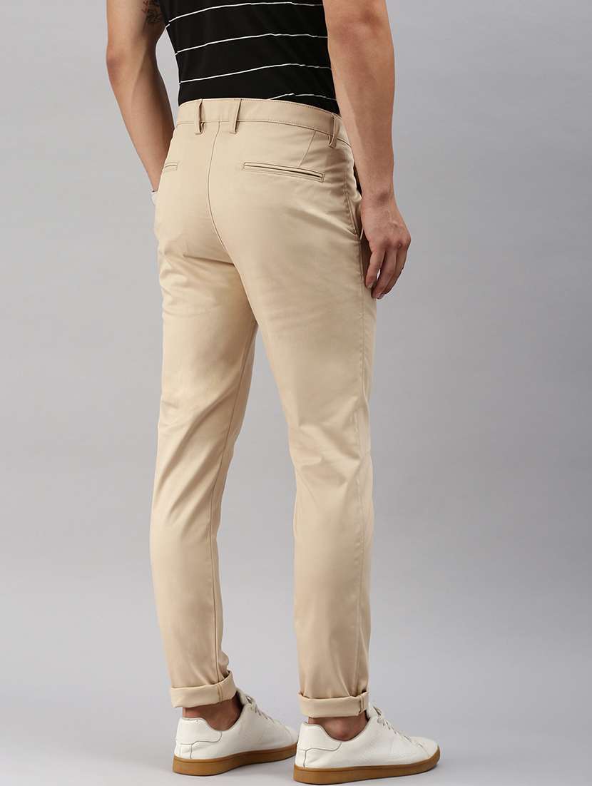 men solid flat front slim fit trouser - 21598235 -  Standard Image - 2