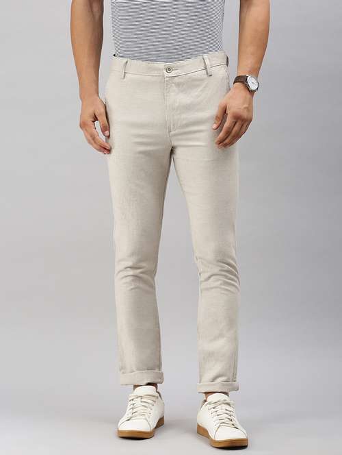 men solid flat front slim fit trouser - 21598237 - Standard Image - 0