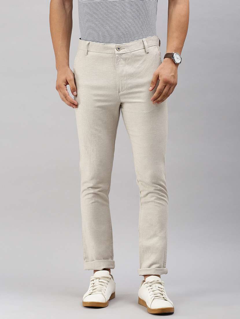 men solid flat front slim fit trouser - 21598237 - Zoom Image - 0