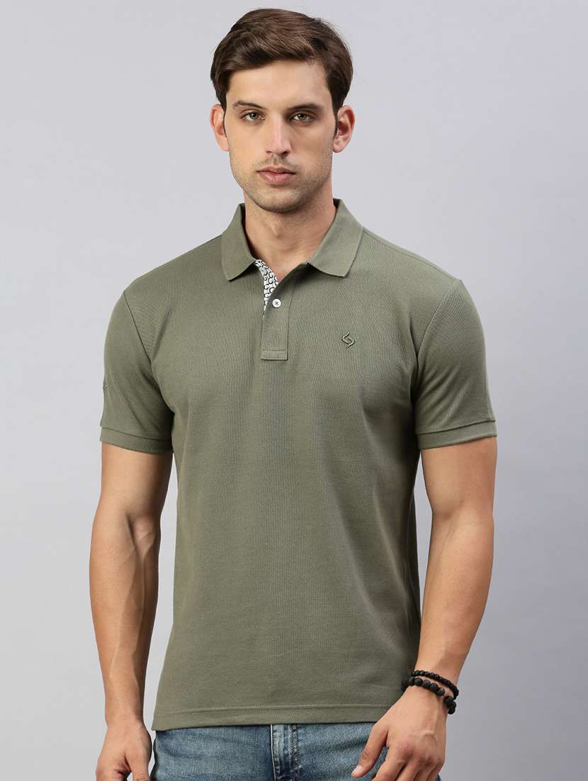 men slim fit short sleeves plain polo t-shirt - 21598241 -  Standard Image - 2