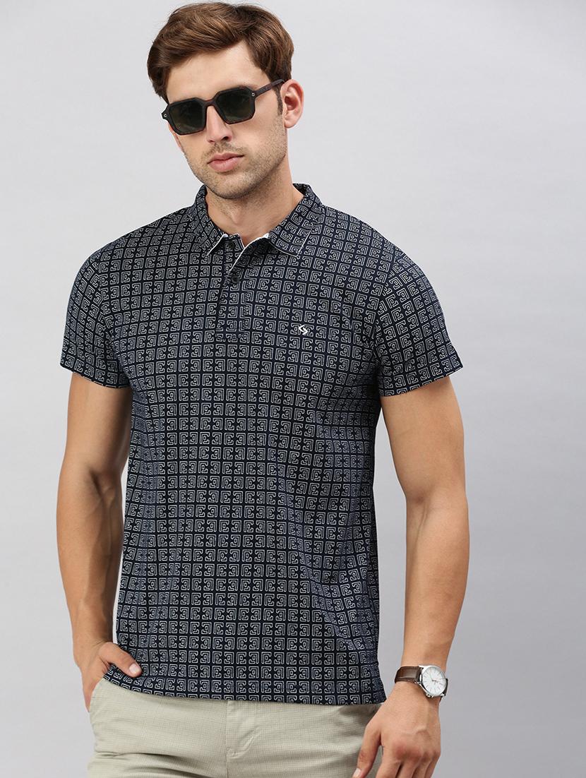men slim fit short sleeves printed polo t-shirt - 21598243 - Zoom Image - 0