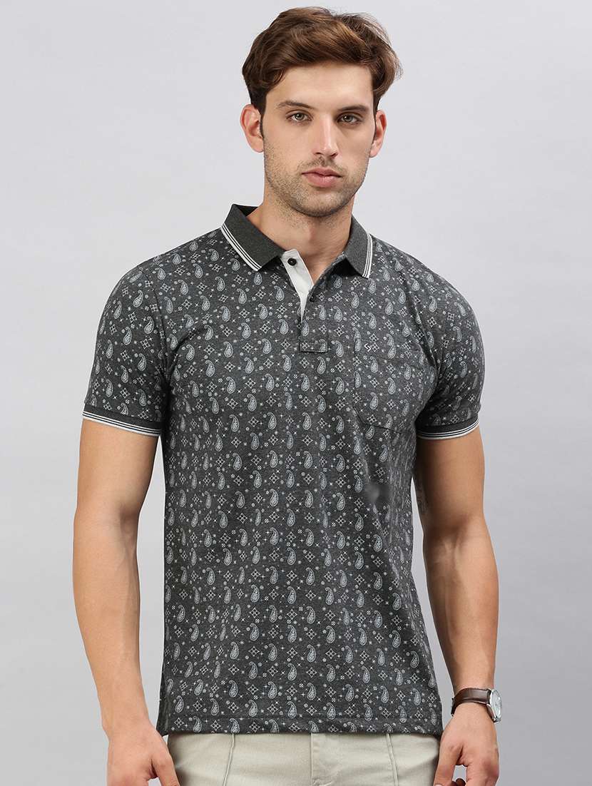 men slim fit printed polo t-shirt