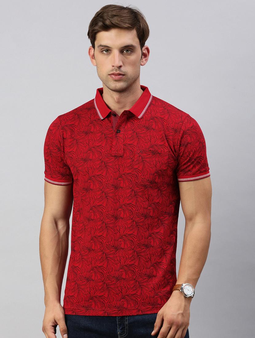 men slim fit printed polo t-shirt