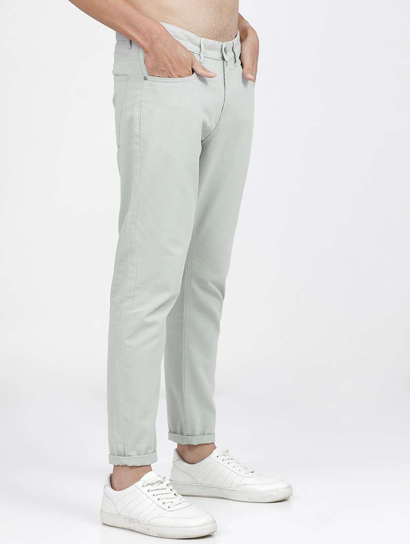 men solid regular fit chinos casual trouser - 21598423 -  Standard Image - 2