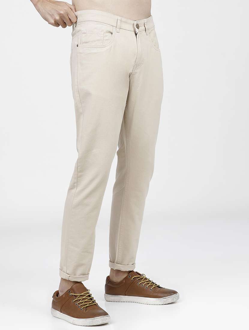 men solid regular fit chinos casual trouser - 21598424 -  Standard Image - 2