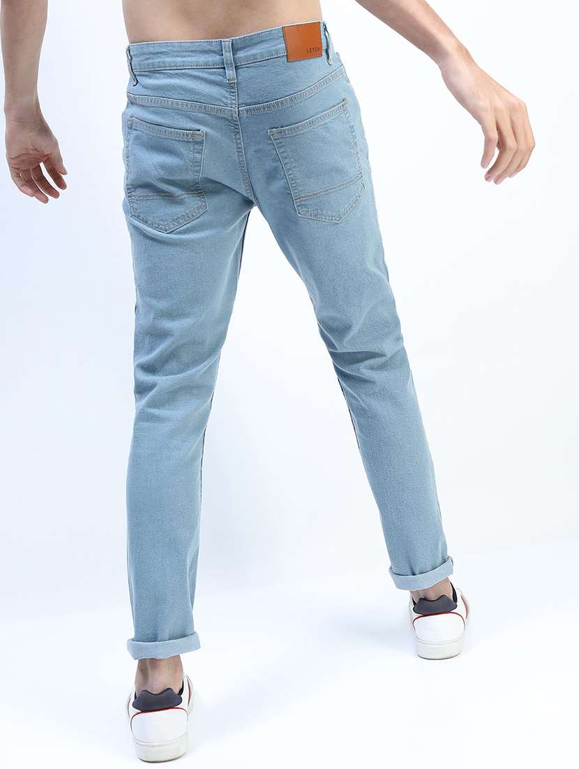 men plain slim fit mid rise jeans - 21598431 -  Standard Image - 2