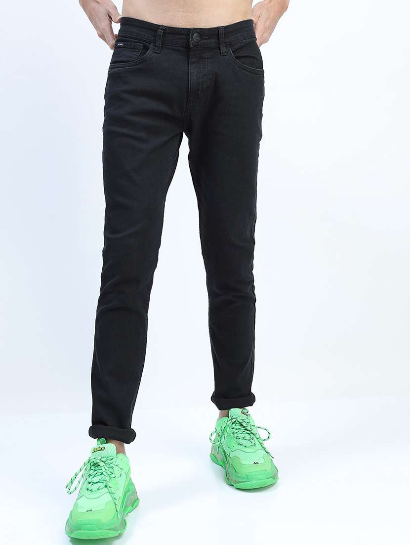 men plain slim fit mid rise jeans