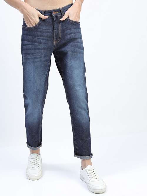 men plain slim fit mid rise jeans - 21598435 - Standard Image - 0