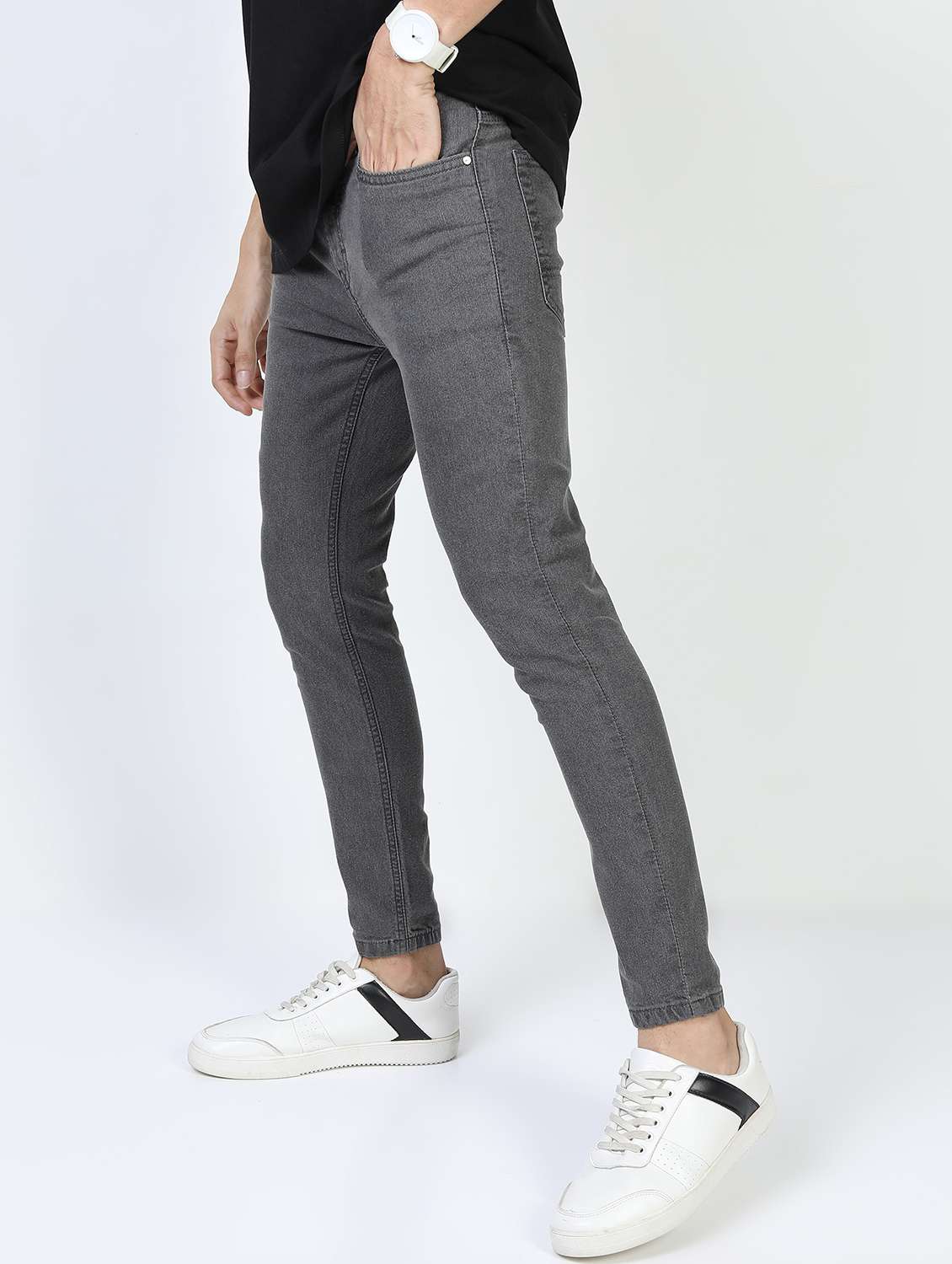 men plain slim fit mid rise jeans - 21598452 -  Standard Image - 2