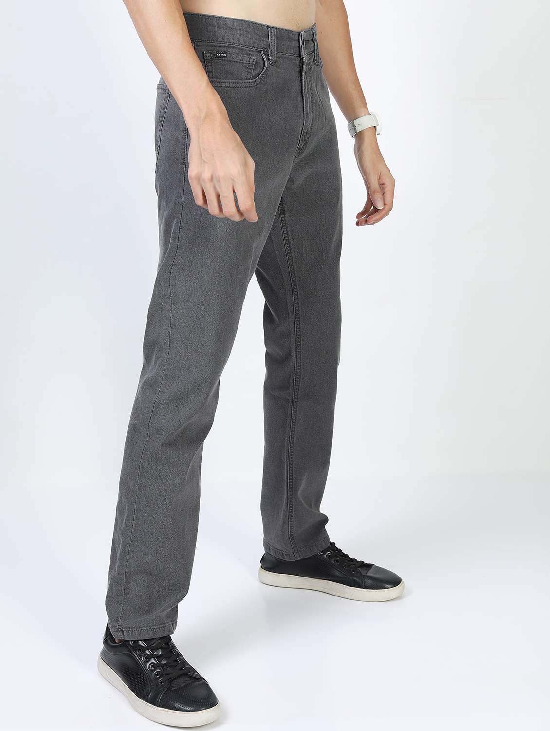 men plain straight fit mid rise jeans - 21598456 -  Standard Image - 2
