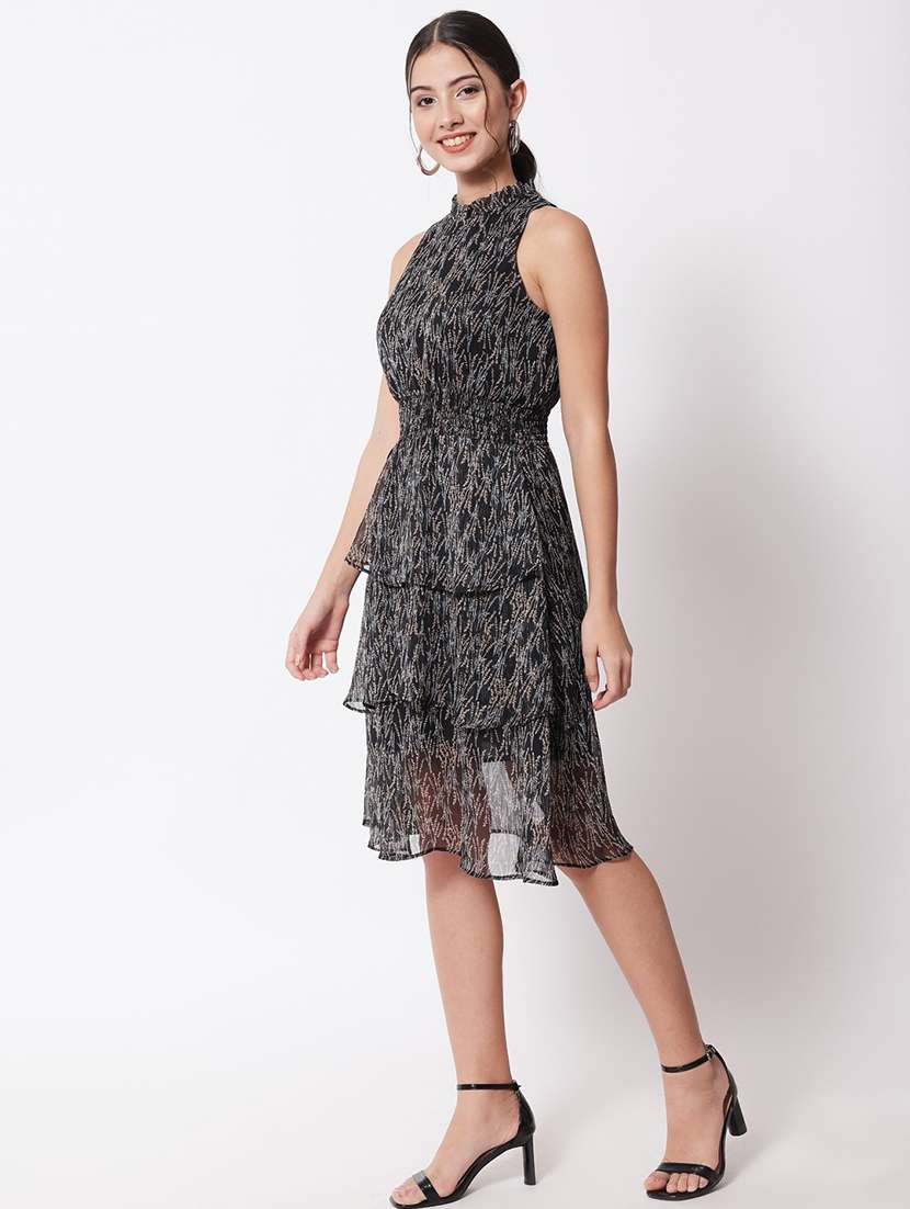 women black printed layered dress - 21598466 -  Standard Image - 2