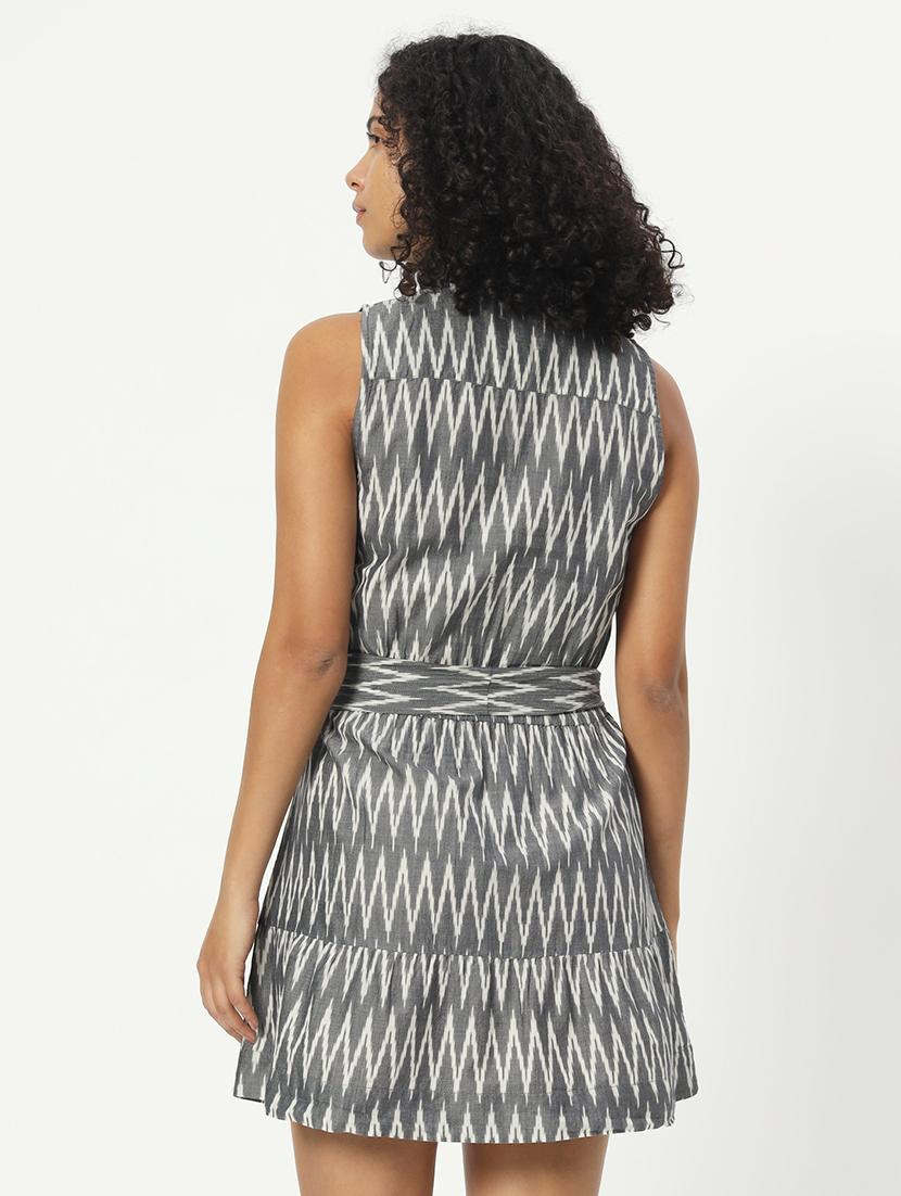 women grey printed a-line dress - 21598476 - Standard Image - 2