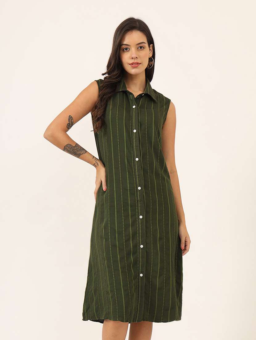 women green stripes shirt dress - 21598499 -  Standard Image - 2