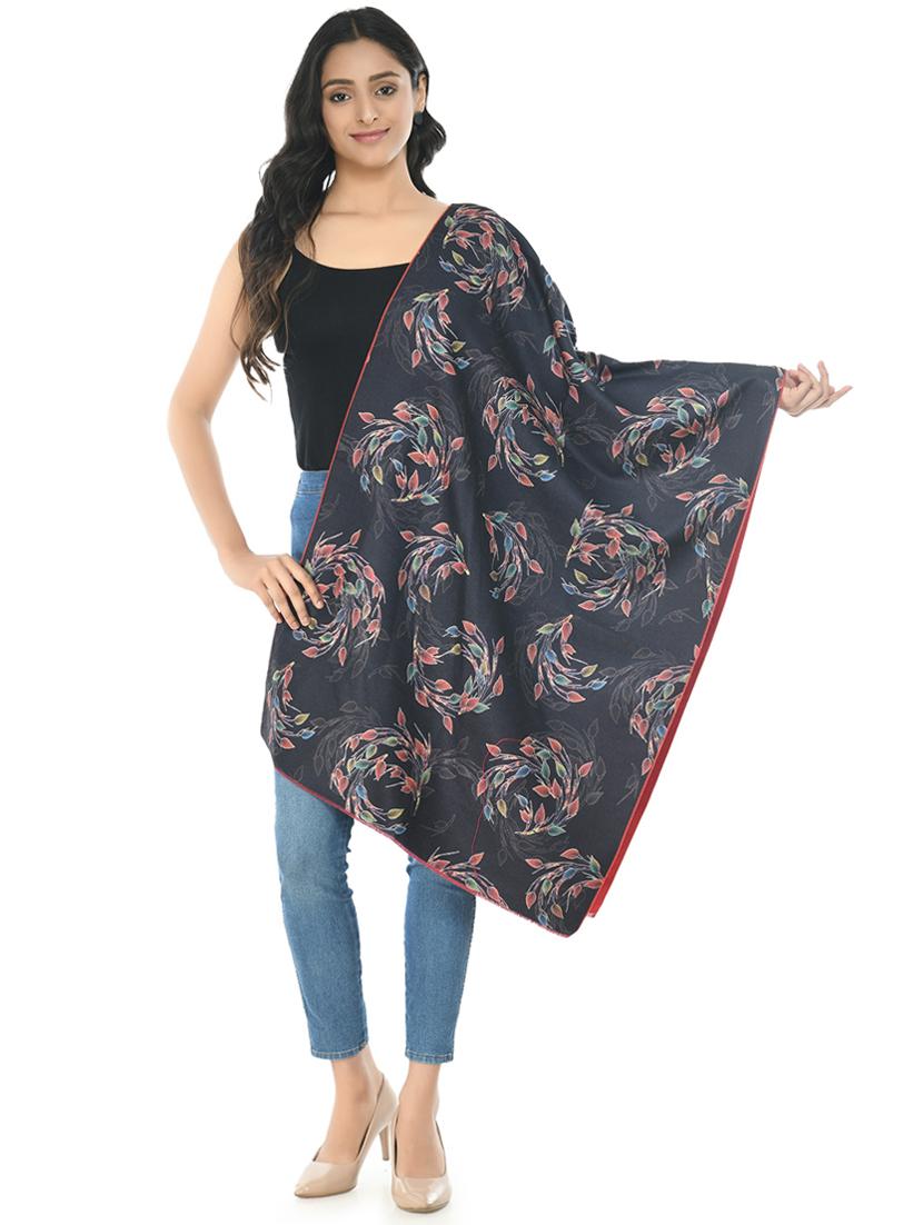 elegant women's leaf printed shawl - 21598792 - Standard Image - 2