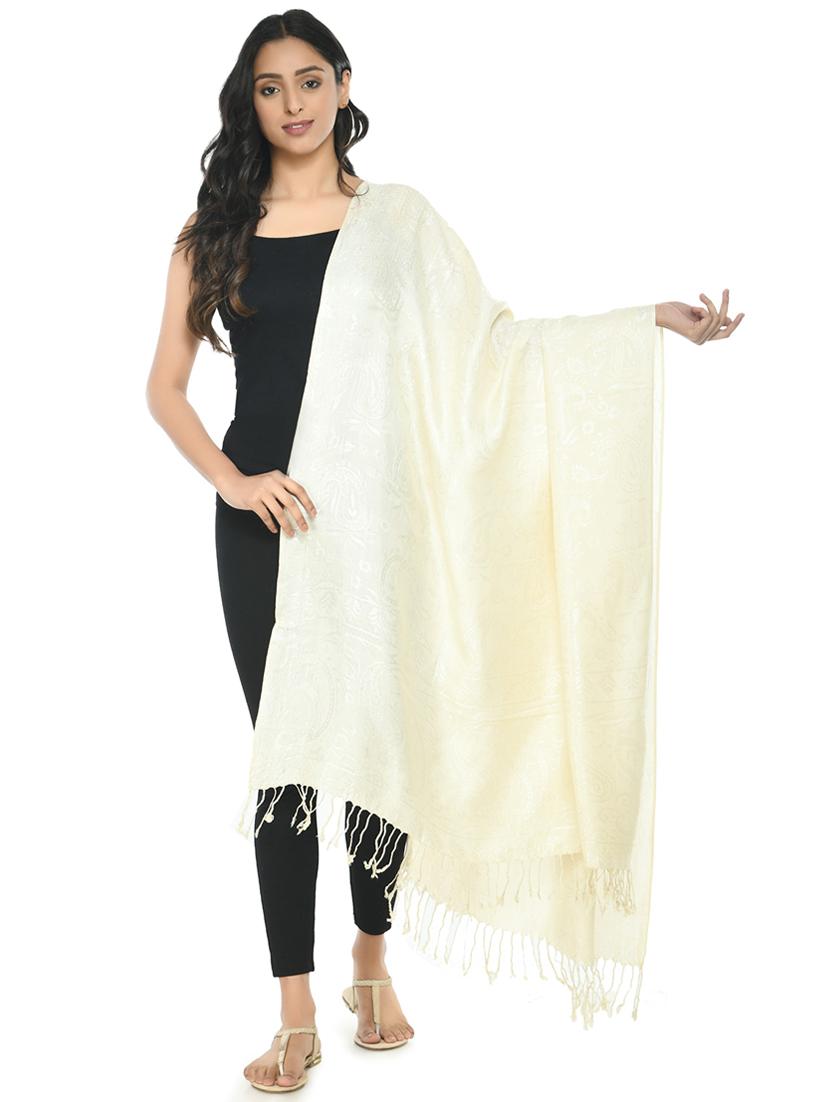elegant women's plain shawl with fringes - 21598803 - Standard Image - 2