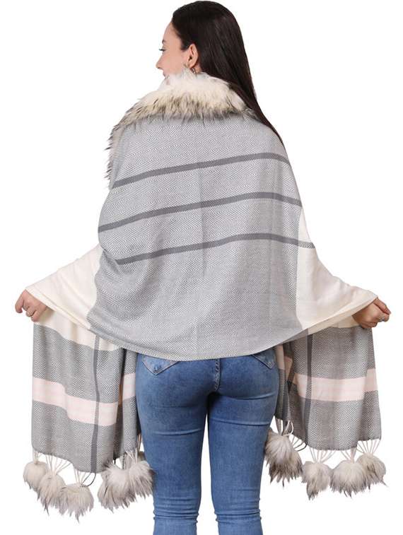 women striped woolen shawl - 21598886 - Standard Image - 2