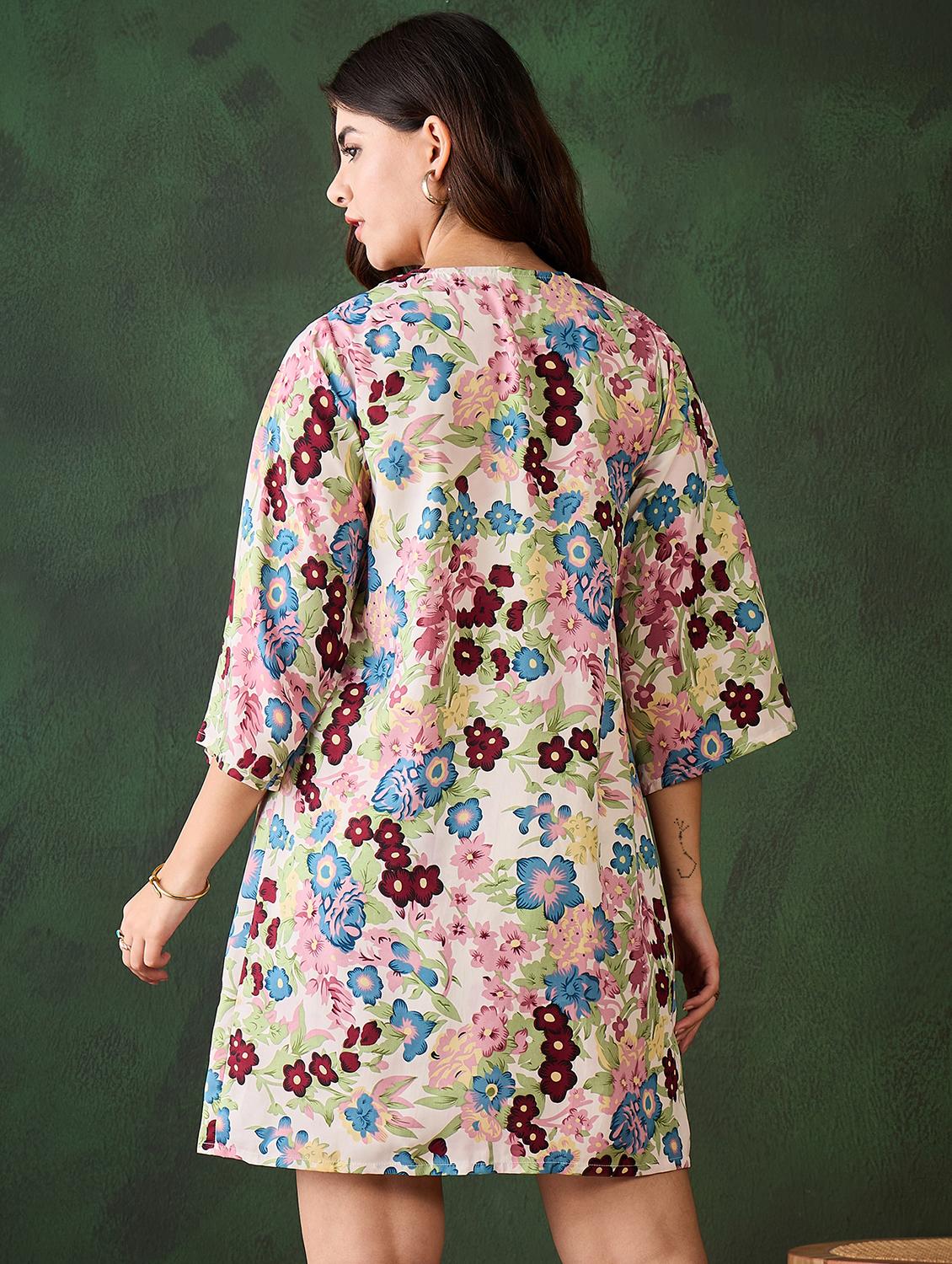 women floral printed top and shorts with shrug co-ord set - 21599030 - Standard Image - 2
