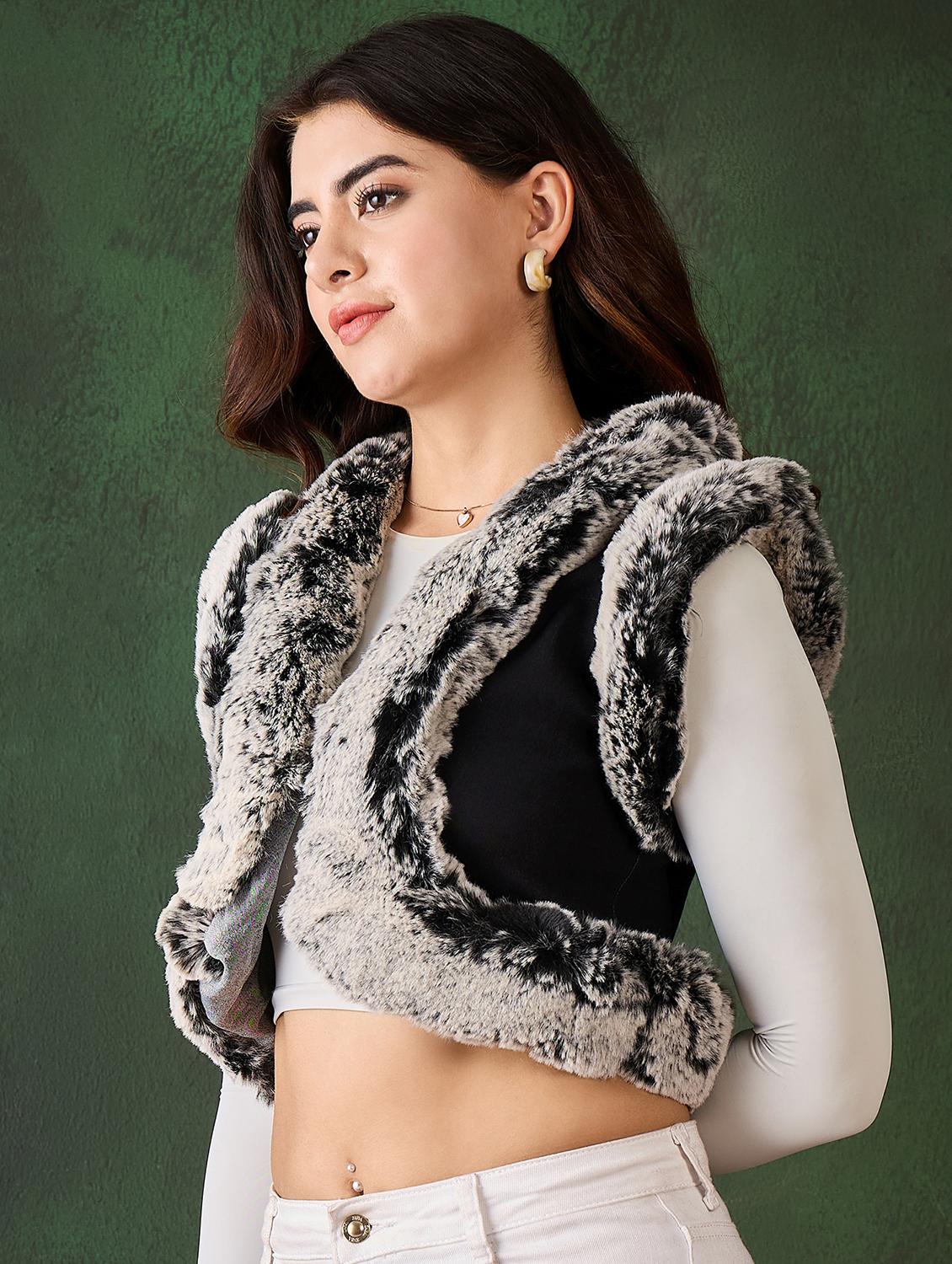 women solid detailed sleeveless shrug - 21599034 - Standard Image - 2