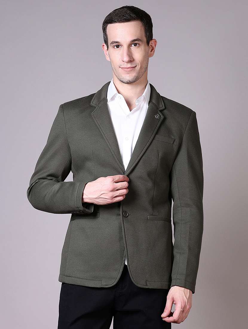 men solid single breasted casual blazer