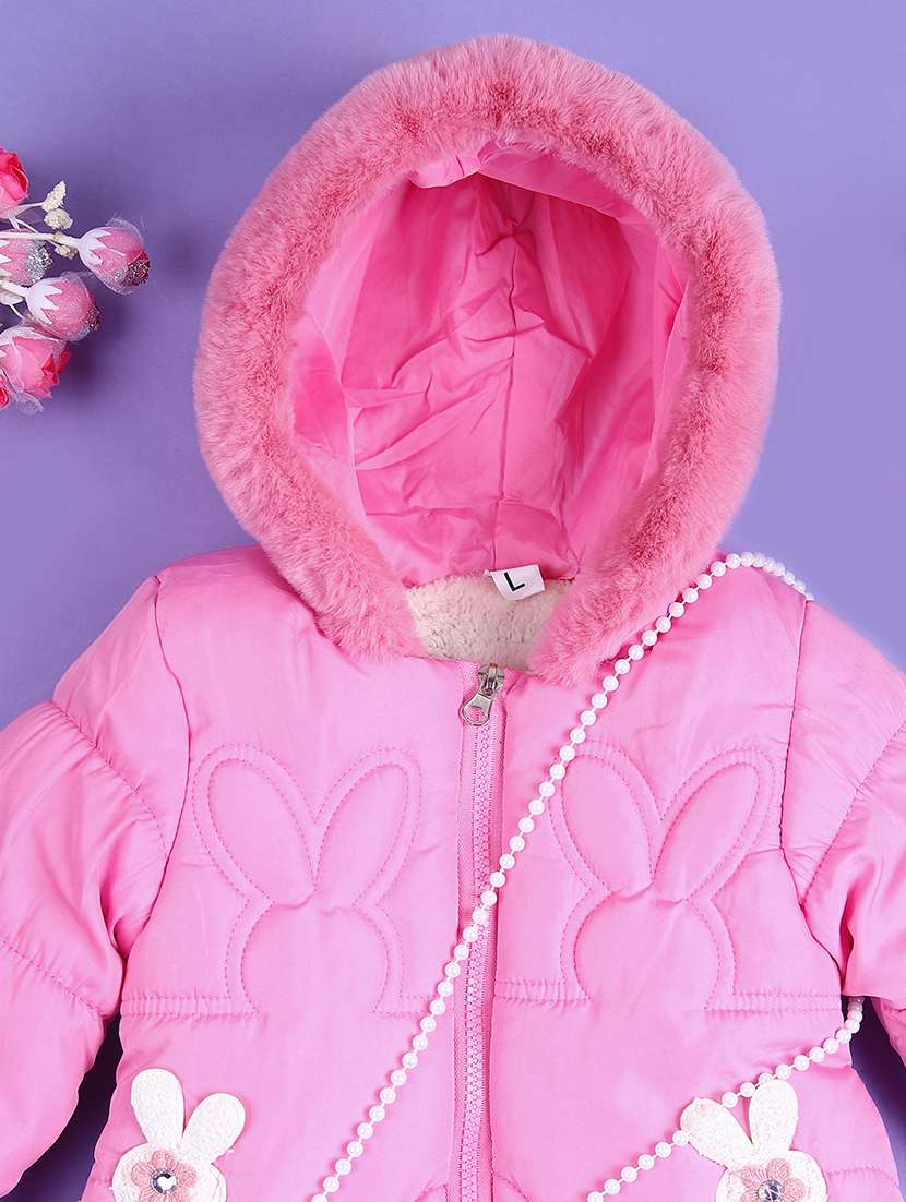 girls pink solid long sleeve quilted jacket - 21599060 -  Standard Image - 2