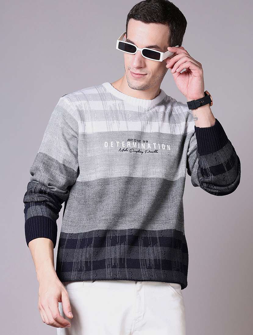 men self design long sleeve pullover sweater - 21599076 -  Standard Image - 2