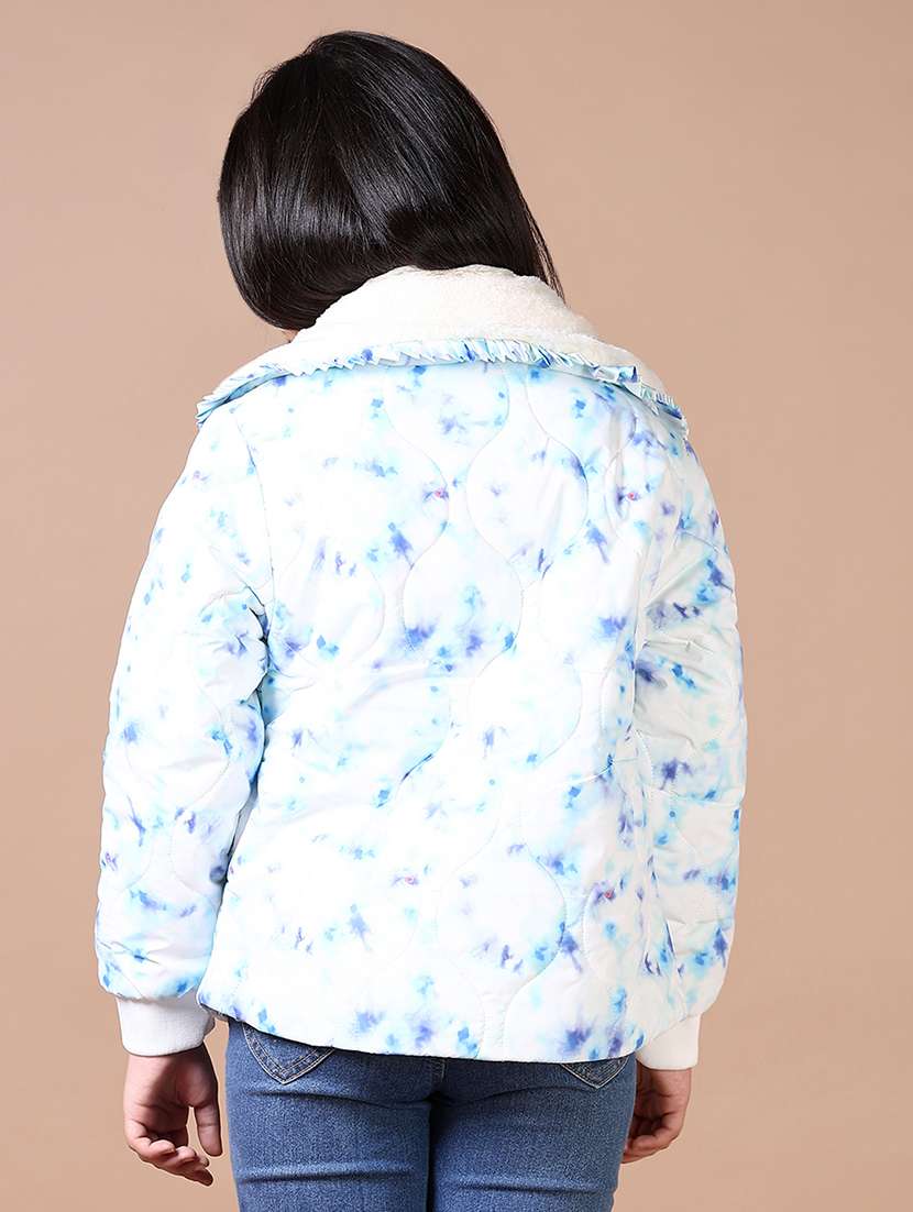 girls printed collared long sleeves quilted jacket - 21599077 -  Standard Image - 2