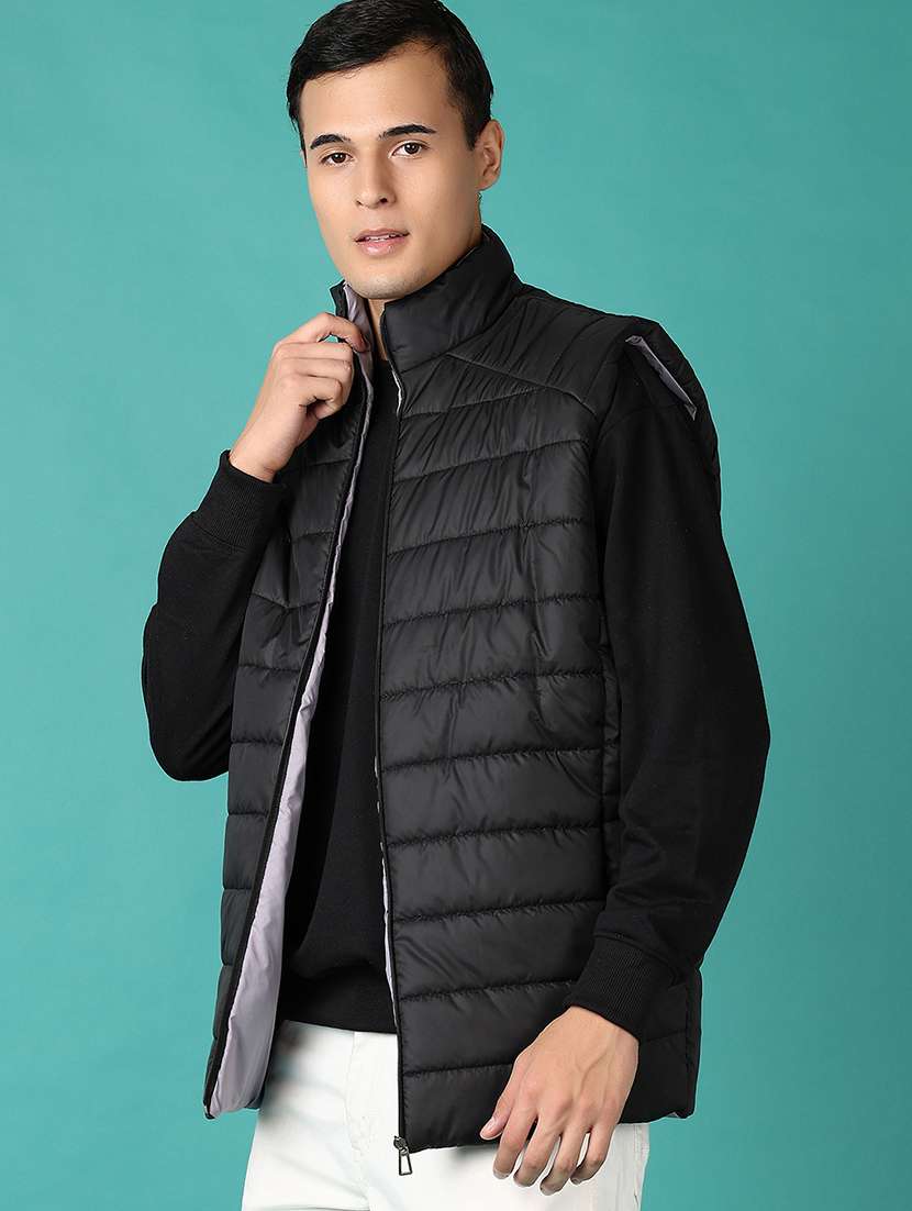 men solid sleeveless reversible bomber jacket - 21599093 -  Standard Image - 2