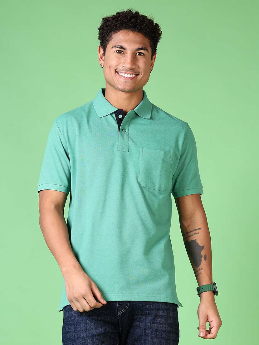 men solid short sleeve polo t-shirt