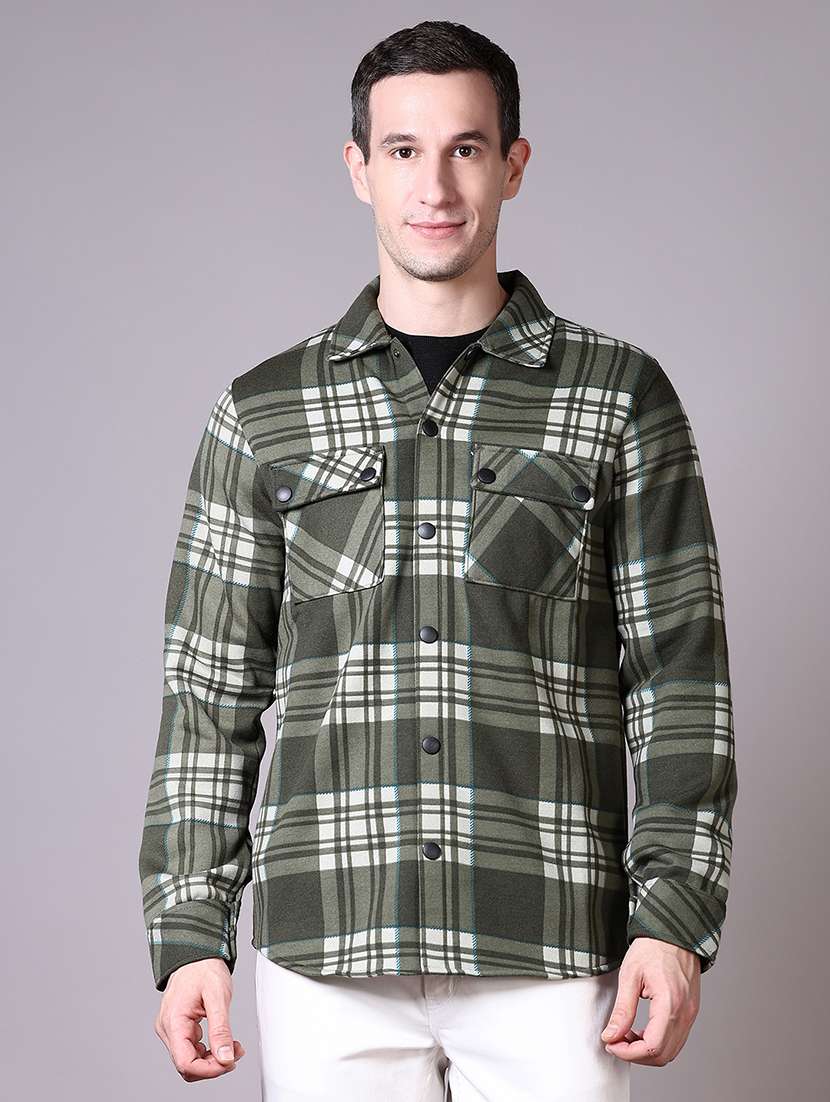 men checkered long sleeve shacket - 21599121 -  Standard Image - 2