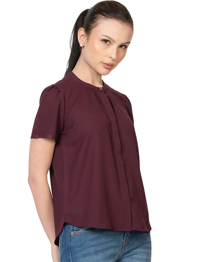 women maroon solid regular shirt - 21599391 -  Standard Image - 2