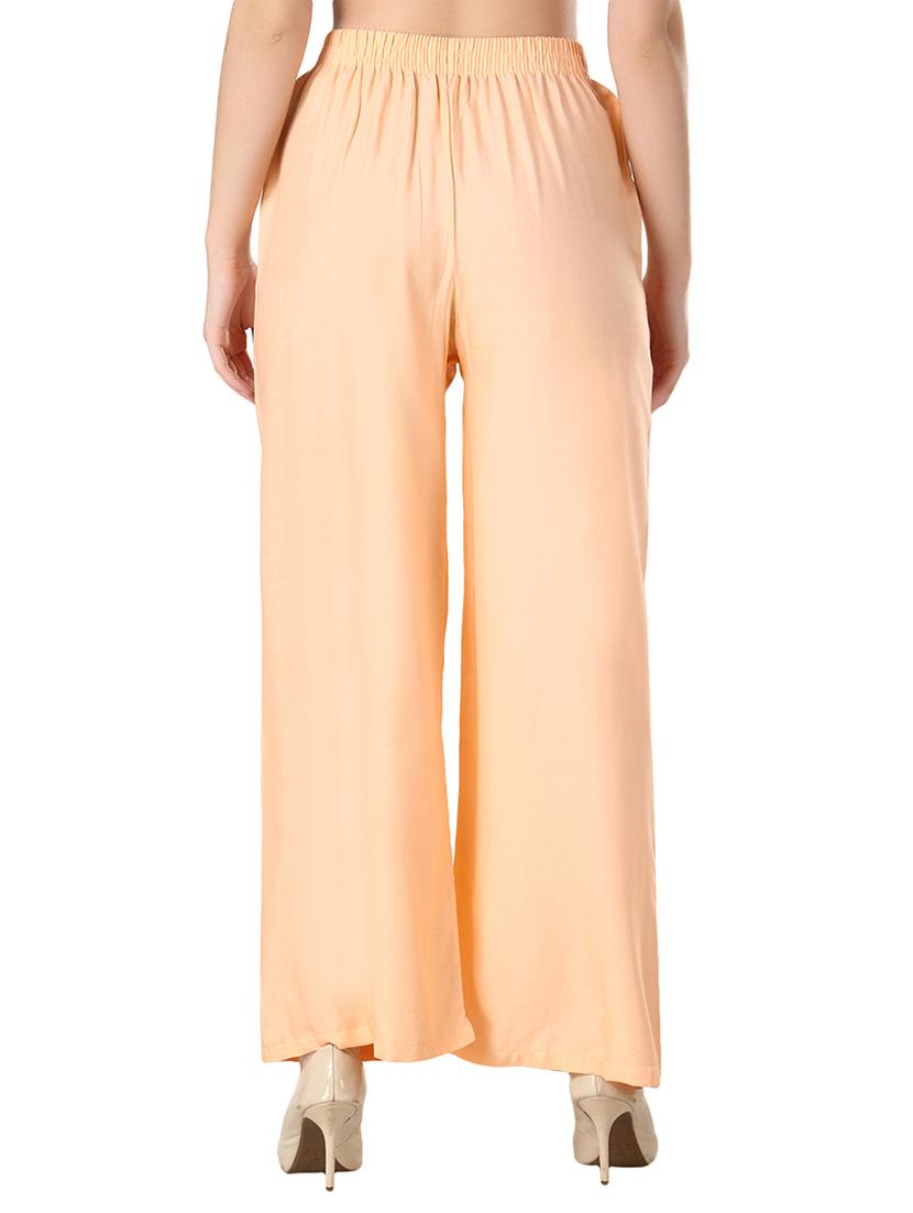 women solid relaxed fit palazzo - 21599399 - Standard Image - 2