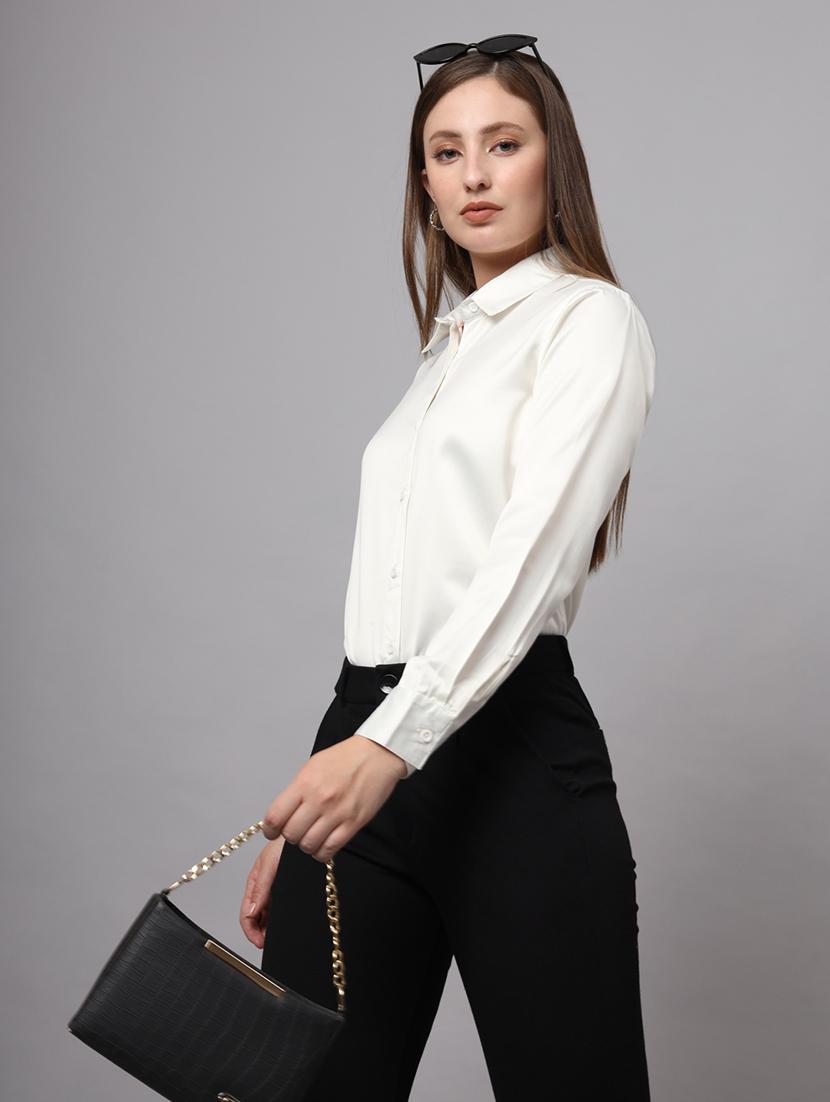 women solid collared shirt - 21599545 - Standard Image - 2