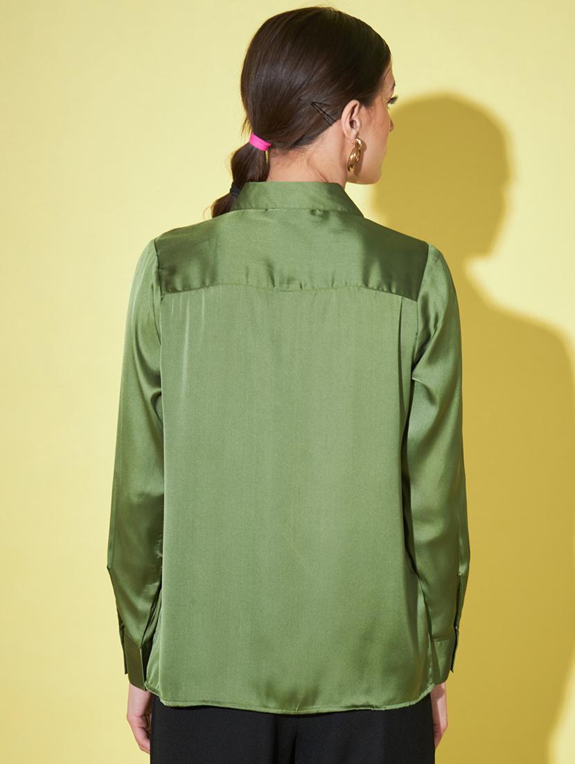 women solid satin regular fit shirt - 21599567 - Standard Image - 2