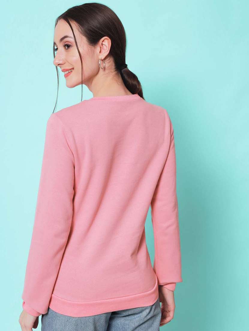 women pink chest print sweatshirt - 21599683 - Standard Image - 2