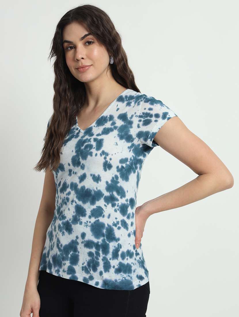 women blue tie & dye regular t-shirt - 21599695 -  Standard Image - 2