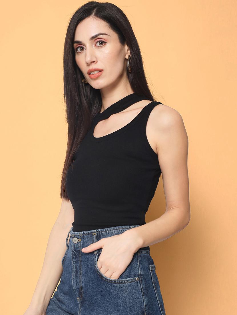 women black solid sleeveless top - 21599905 - Standard Image - 2