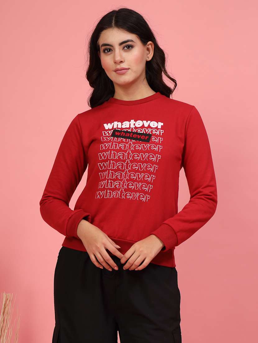 women printed round neck sweatshirt