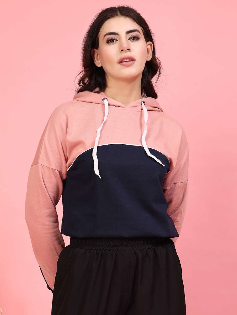 women color blocked long sleeve sweatshirt