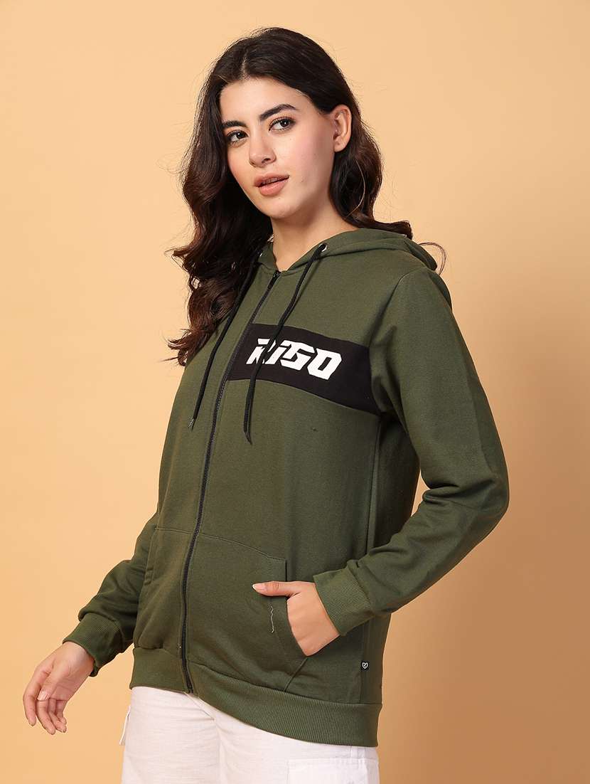 women hooded placement print sweatshirt - 21600079 -  Standard Image - 2