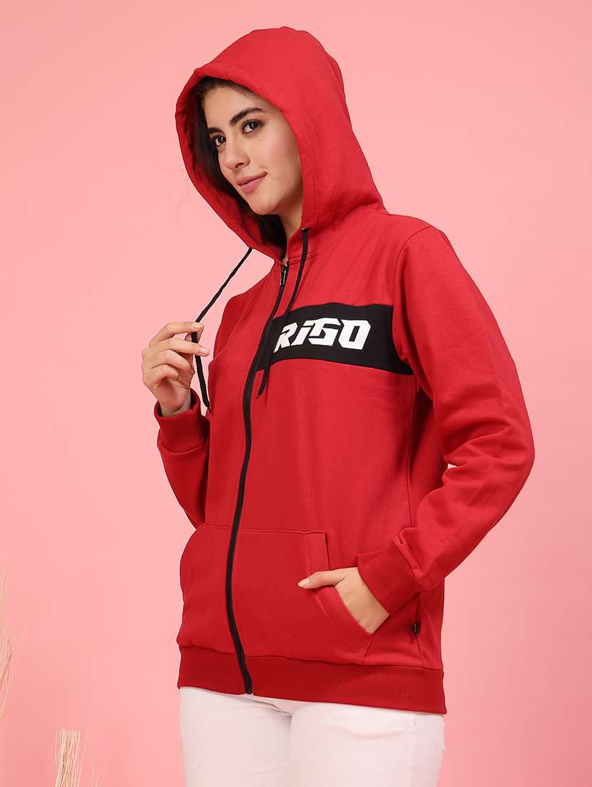 women hooded placement print sweatshirt - 21600080 -  Standard Image - 2