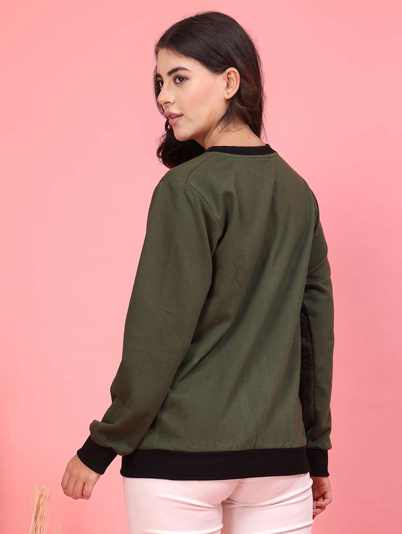women olive solid bomber jacket - 21600128 -  Standard Image - 2