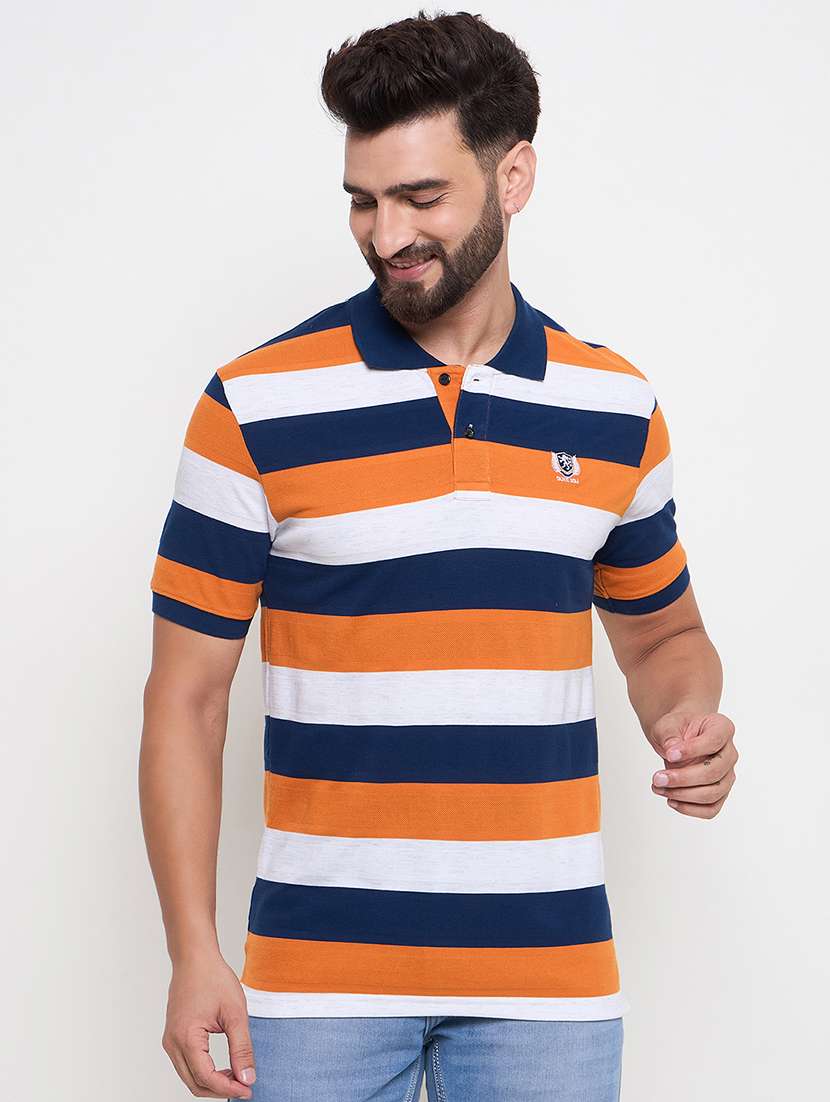 men short sleeves striped polo t-shirt