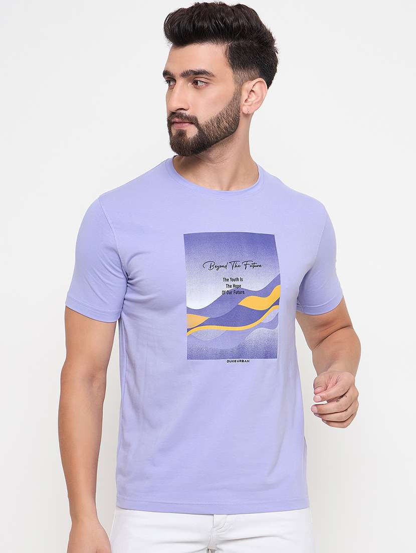 men front print short sleeve t-shirt